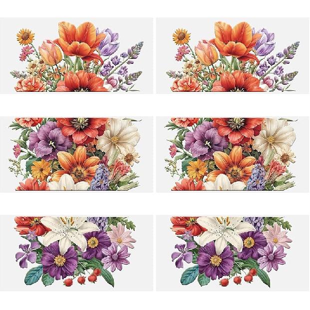 Rub On Transfers for Crafts, 3 Sheets Wildflowers Rub On Transfer Stickers Waterproof Self-Adhesive Butterflies and Flowers Rub On Transfer for Wood