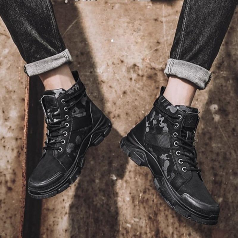 Fashion Shoes for Mans Camouflage High-top Platform Sport Boots Outdoor Hiking Non-slip Wear-resistant Fad Men's Shoes Zapatillas Hombre