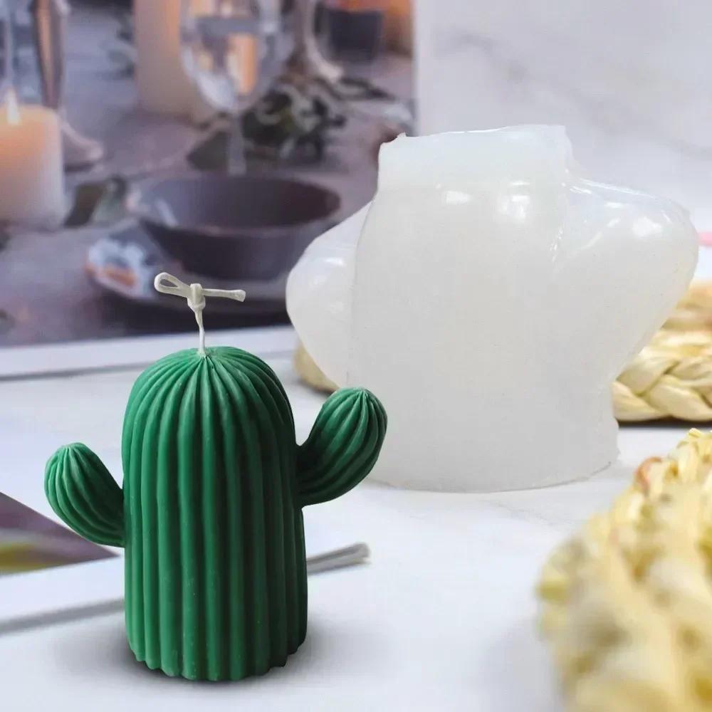 Handmade Molds Creative Shape Cactus Candle Mold Silicone Mold Soap Candle Making Tool Epoxy Resin Mold Simulation Plant Decor