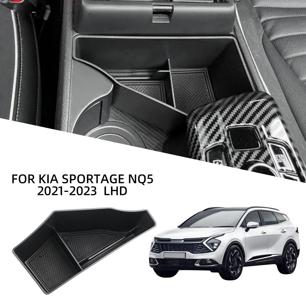 For 2026-2026 Kia Sportage NQ5 LHD Center Console Armrest Storage Box and Tray Black Interior ABS Accessories