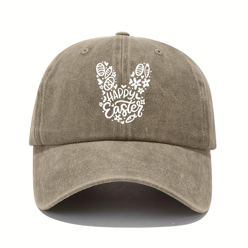 Rabbit print baseball cap retro lightweight washable cap with adjustable men's and women's casual sun protection hat
