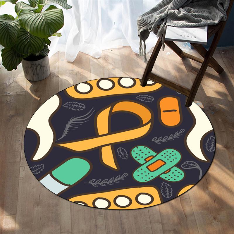Cartoon-Druck Heimdekoration runder Teppich Wohnzimmermatte Kinderboden runder Teppich Yogamatte Schlafzimmer Gaming-Stuhlmatte