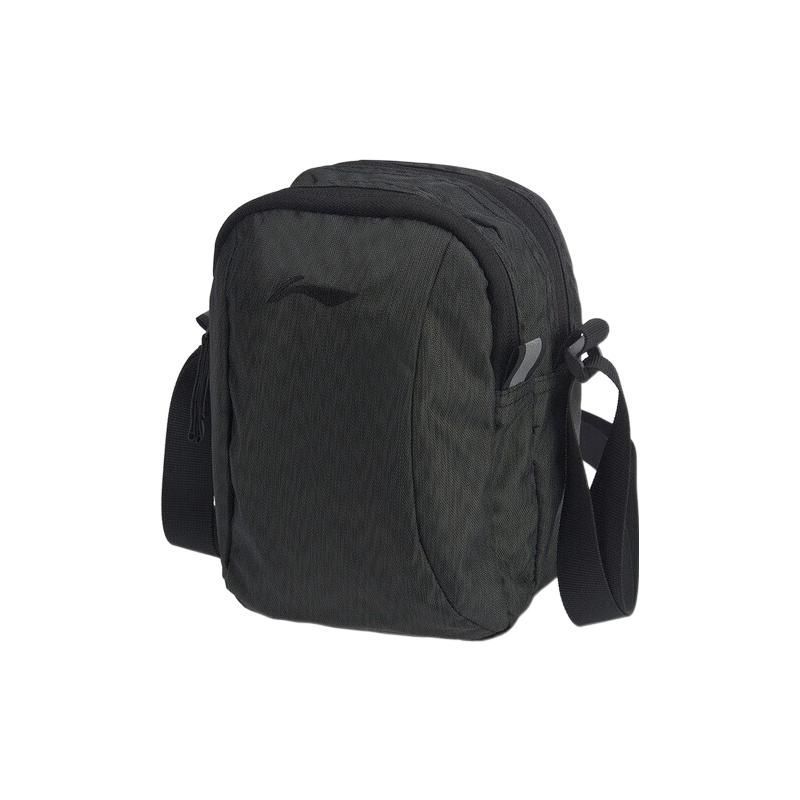 Li Ning Training Series Logo Print Solid Color Zipper Shoulder Bag Unisex Shoulder Bag Black ABDS615-2 Black