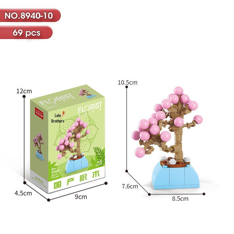 Succulent Bonsai Building Block Flowers - Compatible with Lego, Small Particle Assembly Toys for Girls