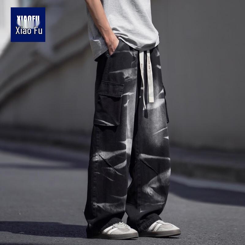 

Мужские американские ретро джинсы карго больших размеров с камуфляжным принтом тай-дай и широкими штанинами 6XL