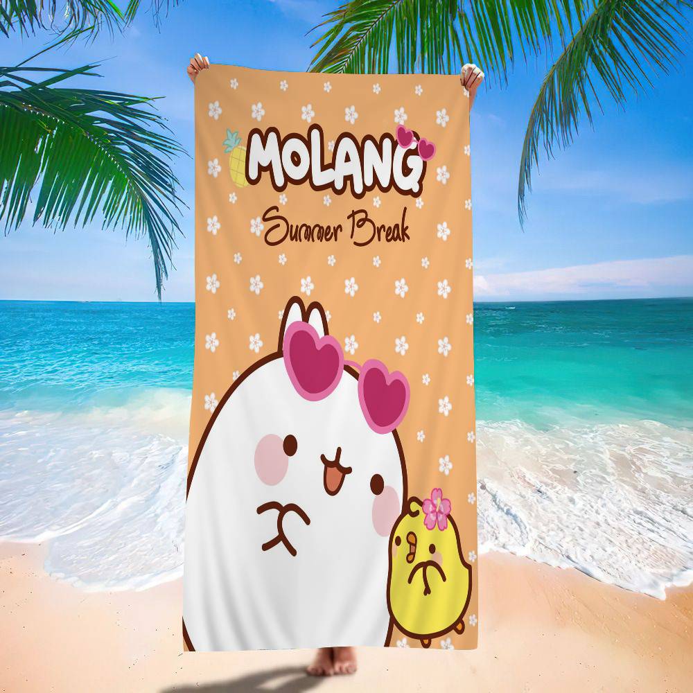 Cute M-molangs Microfiber Printed Beach Towel Mountain Climbing Yoga Beach Swimming Running Absorbent Soft Towel