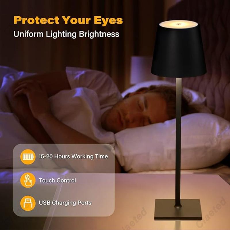 Cordless Table Lamp for Bedroom Rechargeable Wireless Touch Lamp Camping Candle Creative Lamp Rechargeable Coffee Bar  Desk Lamp