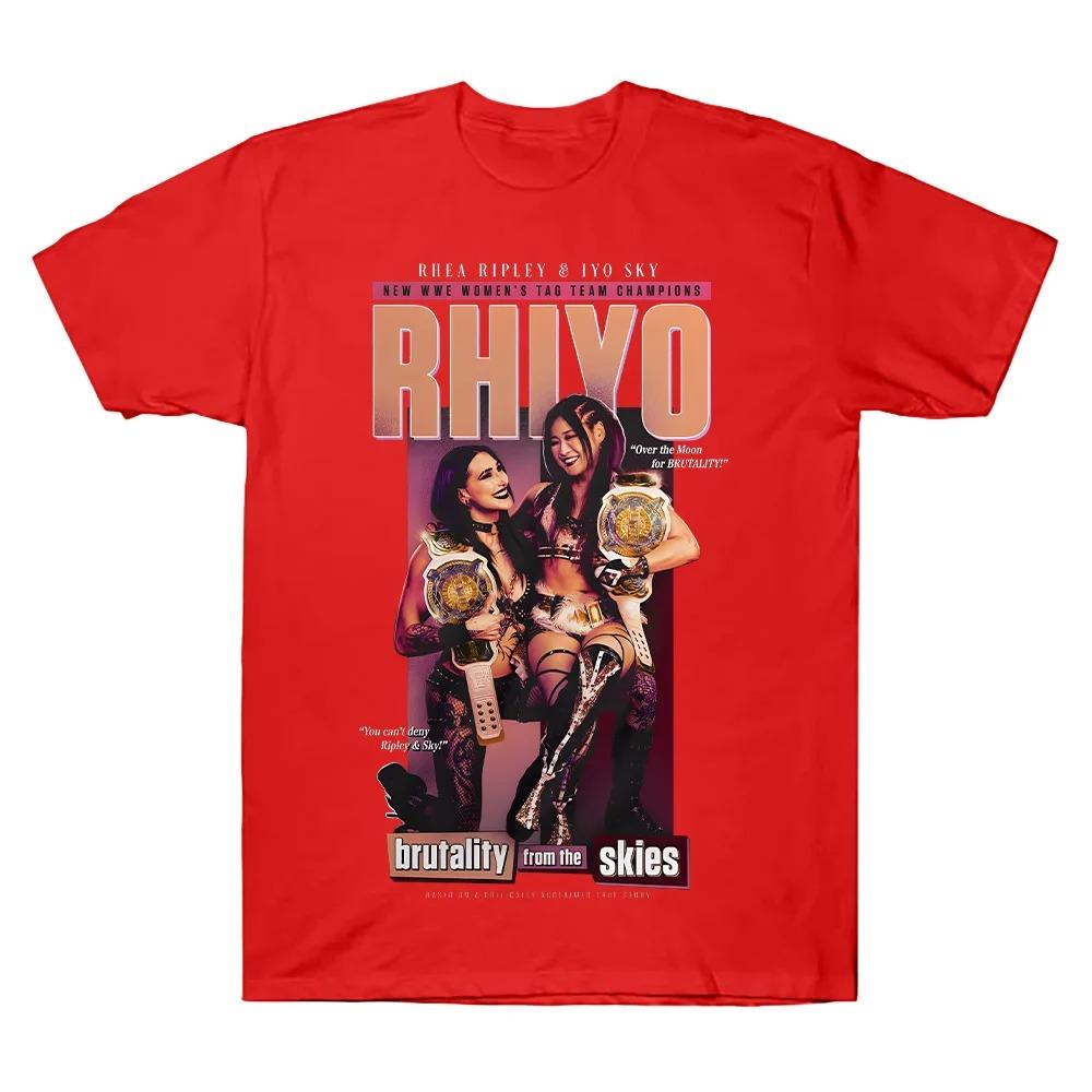 Men's Black Rhea Ripley & IYO SKY RHIYO Tag Team Champions T-Shirt Women’s Cotton High Quality T Shirts Fashion New Pattern Tees