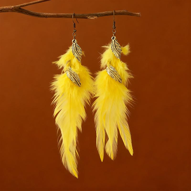 Bohemian Tassel Feather Earrings: Retro Ethnic Style for a Chic European & American Look