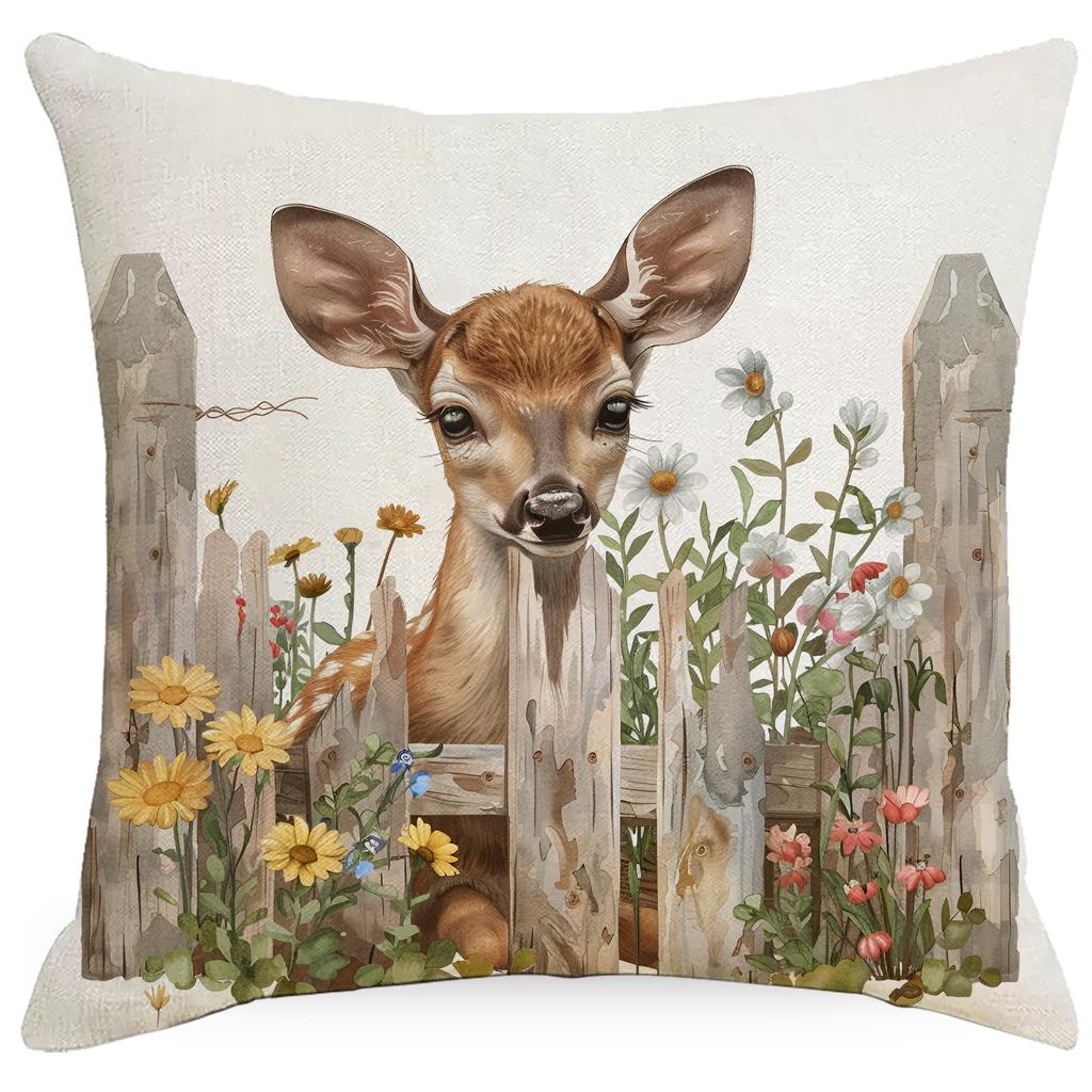 Spring Farm Animal Cow Rabbit Dog Pillowcase Home Decoration Balcony Cushion Decoration Pastoral