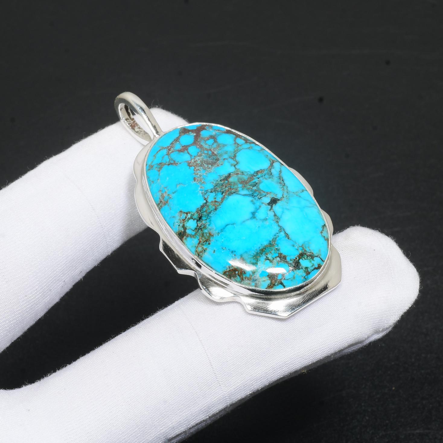 

Тибетский бирюзовый драгоценный камень, стерлингового серебра 925 пробы, кулон ручной работы, овальный бирюзовый кулон с драгоценным камнем, подарки для женщин