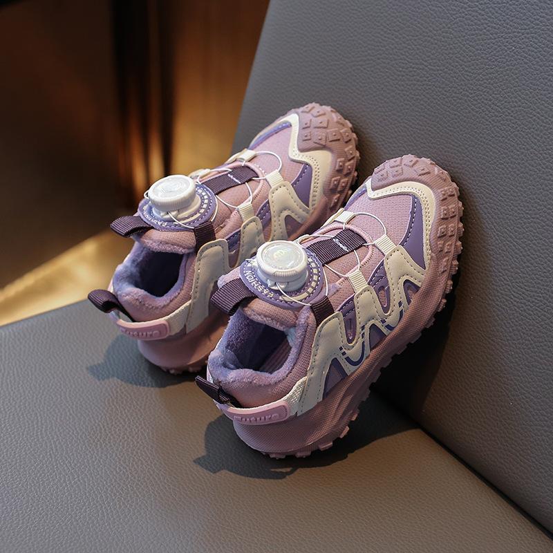 Boys Black Sneakers 2025 Autumn New Fried Street Running Children's Shoes Soft-soled Boys Dad Two Cotton Shoes