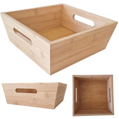 BAMBOO TRAY SQUARE BOX WOODEN ORGANIZER BOX 25x25x7.5 Cm