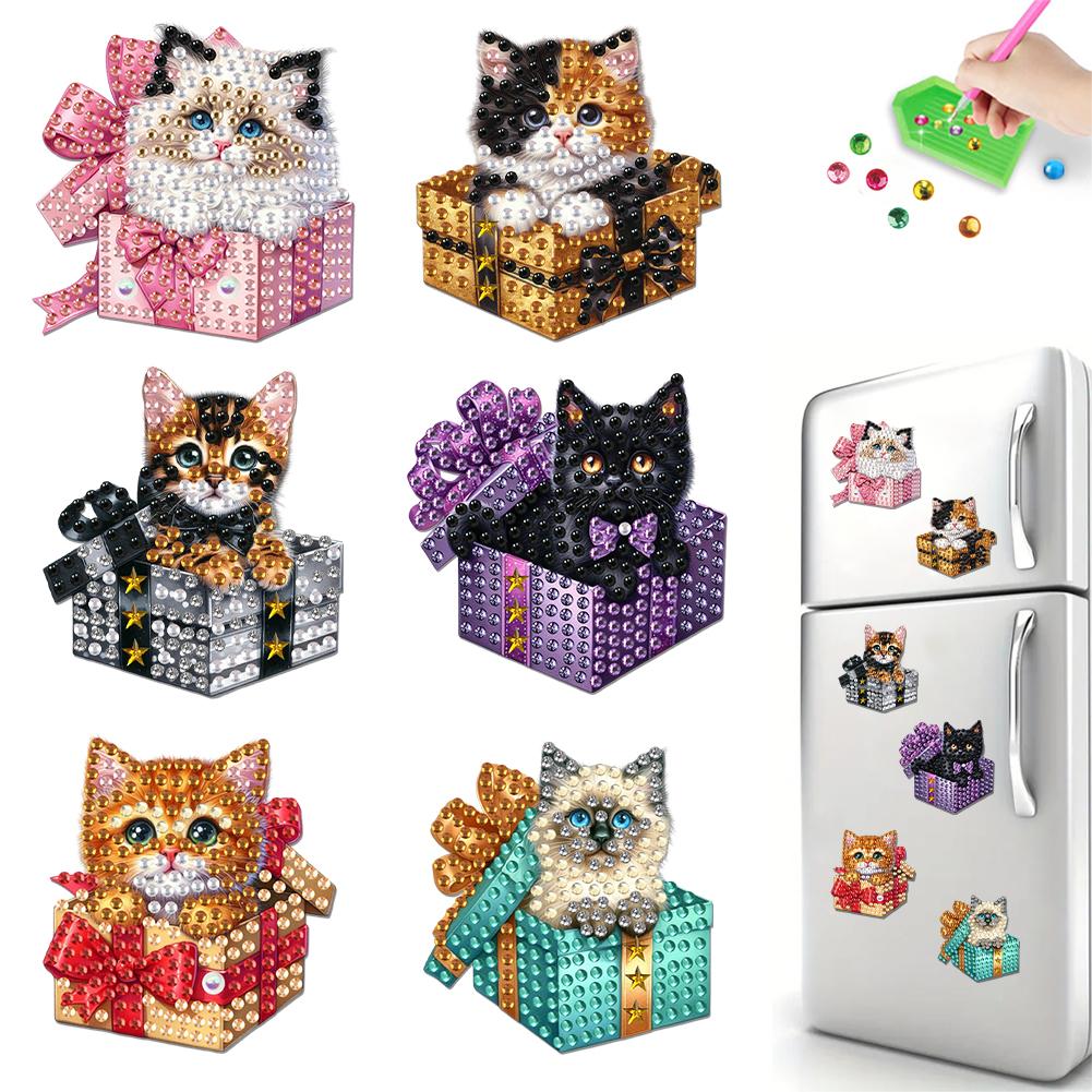 6Pcs Acrylic DIY Diamond Art Refrigerator Magnet Diamond Painting Fridge Magnets Crystal Sparkling Diamond Magnets Set