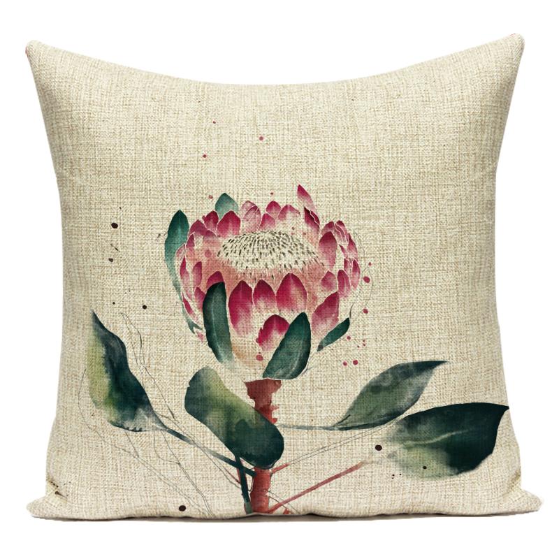 Polyester Cojines Decorativos Para Sofa Farmhouse Decor Flower Floral Pillow Cover Decorative Cushion Cover For Living Room