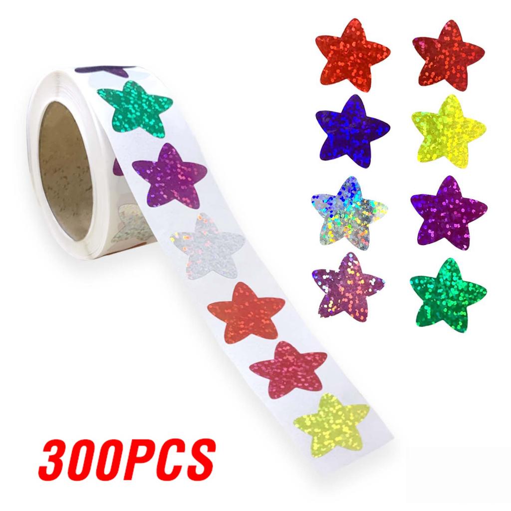 100-500pcs Glitter Star Stickers for Kids School Teacher Reward Sticker Party Decor Small Business Label Scrapbooking Stickers
