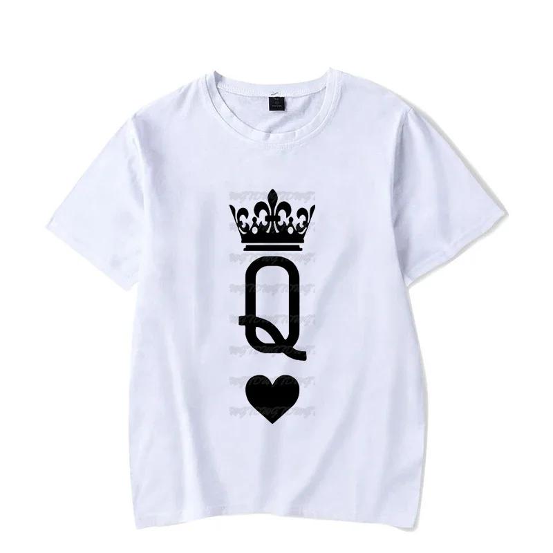 Queen Crown Couple Matching Tshirt Unisex Women Valentine Lovers Shirt Fashon Trend Wife Husband Tee Harajuku Couple Unisex T Shirt