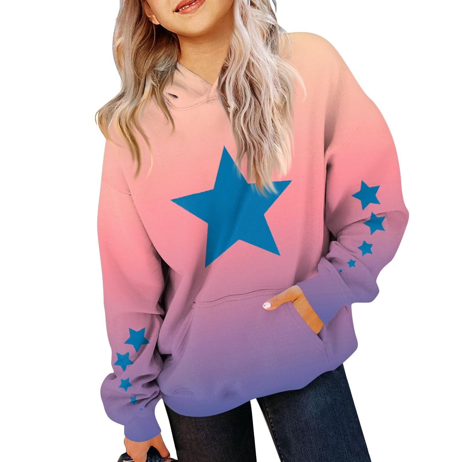 

Детская толстовка с капюшоном и карманом с длинными рукавами и принтом в градиентном цвете для девочек 110