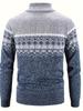 Men's Winter High Neck Plush Knit Slim Fit Cardigan Sweater