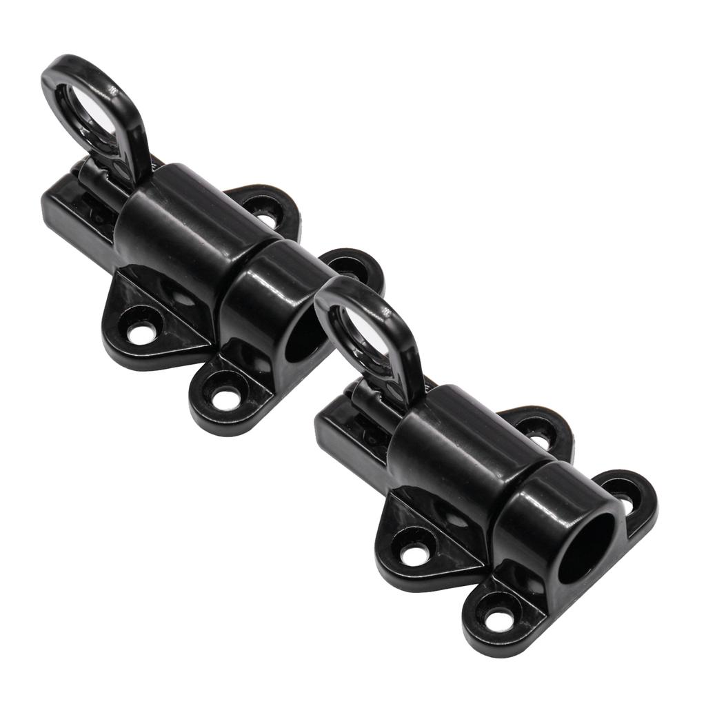 2PCS Pull Ring Latch Locks Aluminum Alloy Spring Load Automatic Door Window Gate Bolt Lock with Screws Black