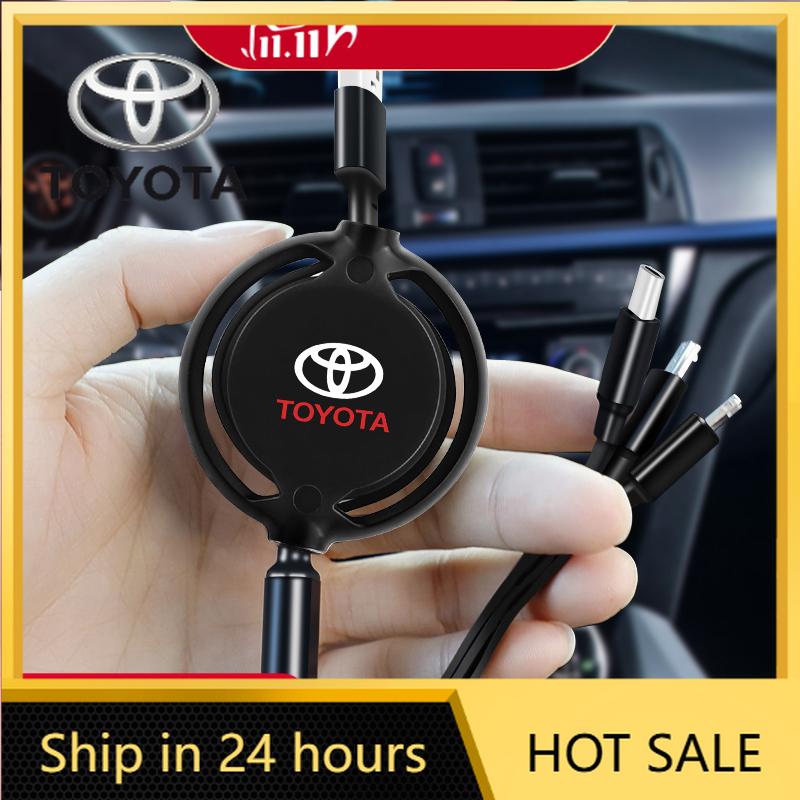 

Toyota 2026 New Hub Caps 3 In 1 Micro USB Type C Charging Cable Multi Charger Toyota c-hr Corolla Camry rav4 Car Sticker