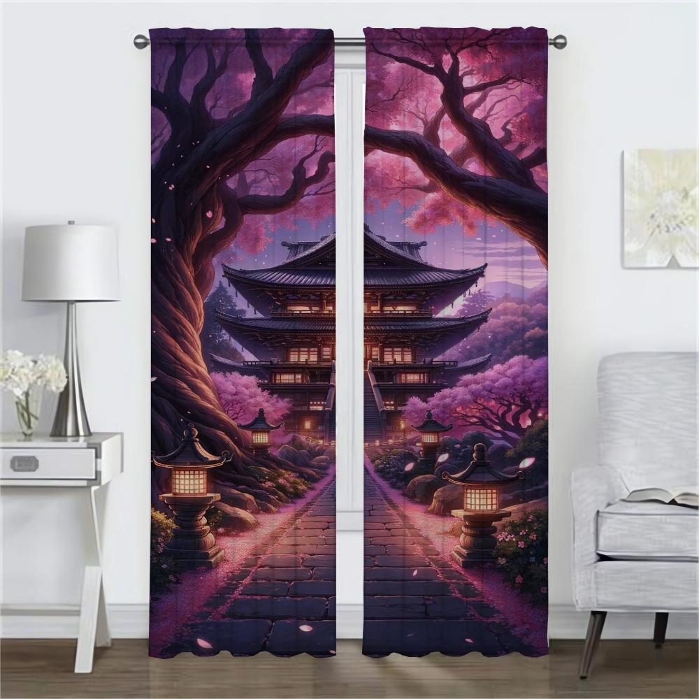 Window Curtain for Room 2 Panel Tree Shades Elegant Room Curtains Tulle for Bedroom Partition Home Interior Curtains Living