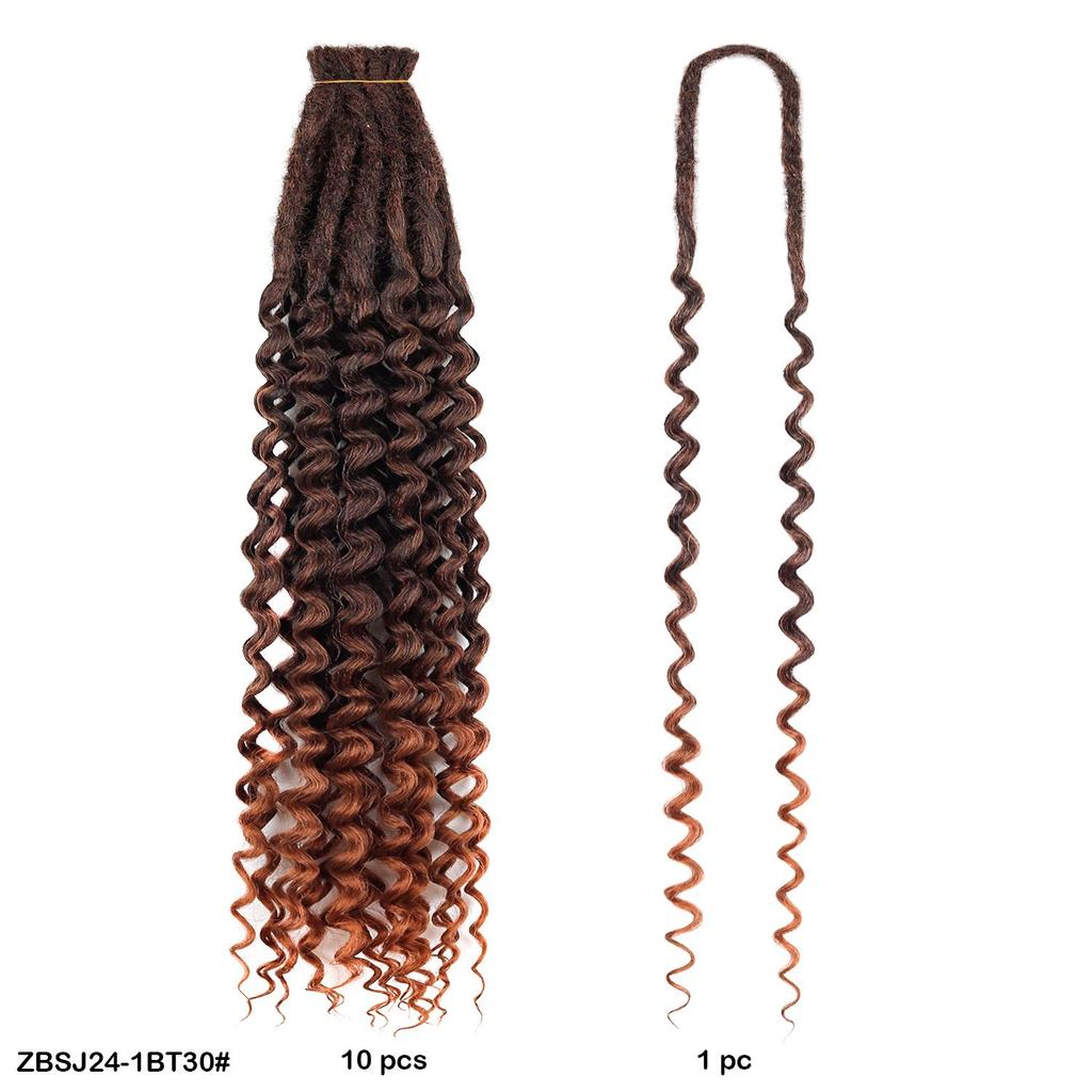 10pcs/lot Crochet Hair Afro Braiding Hair Extension 24Inch Crochet Box Braids Straight To Curly Ends Hair Synthetic Black Braids For Women