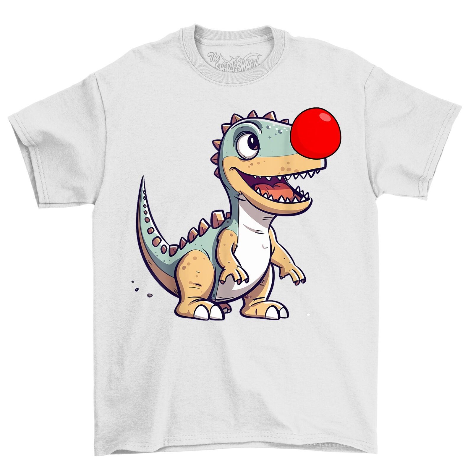 

Cute Dinosaur Red Nose Novelty Funny T-Shirt Mens Womens Tees Top Adults and Comedy Tee Shirt S