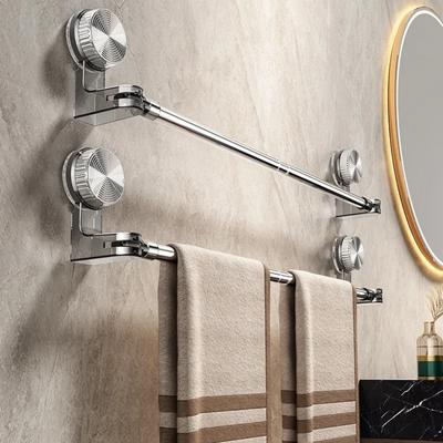 Portable Suction Cup Towel Holder No Drilling Retractable Towel Rod Rotatable Angle Towel Rack Kitchen Bathroom