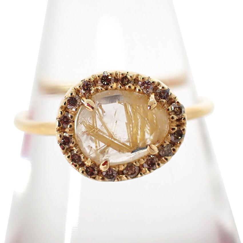 

[Був у використанні] Кільце з діамантом із рутилованим кварцом/№. 9/g425-15