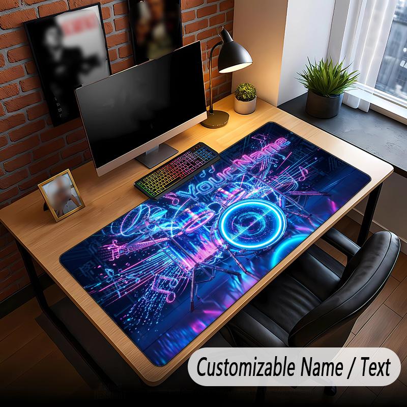 Music Drums Theme Custom Mouse Pad Personalized With Name Text Customized Desk Mat For Office Home Decor