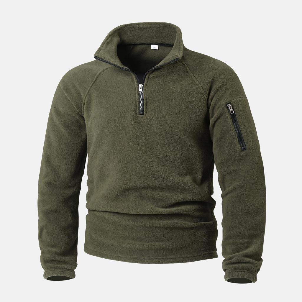 Men's Tactical Fleece Zipper Pullover Jacket - Stand-up Collar for Autumn/Winter Outdoor Sports