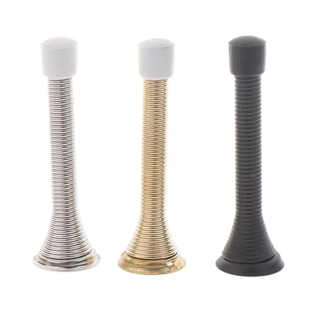 2PCS Metal Spring Door Stopper With Bottom Plate Screws Windproof Door Stop Holder Child Safety Protect Doors Walls Hardware