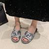 Fashion Aphixta Bling Butterfly Slippers Woman Shoes For Summer Outdoor Luxury Slides Gold Sequine Upper Sewing Slides Chanclas De Mujer
