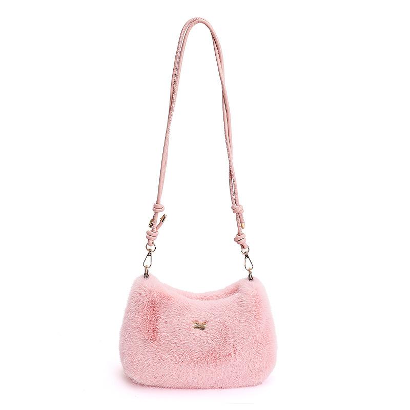 New Autumn and Winter Fashion Plush Bag Korean Version Niche Commuter Shoulder Messenger Bag Versatile Foreign Style Armpit Bag