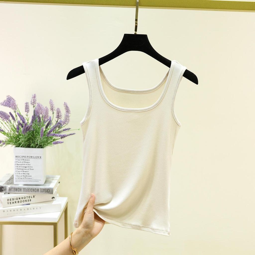 Women's Modal Ribbed Square Neck Sleeveless Slim-Fit Camisole - Versatile Base Layer Shirt for Summer.