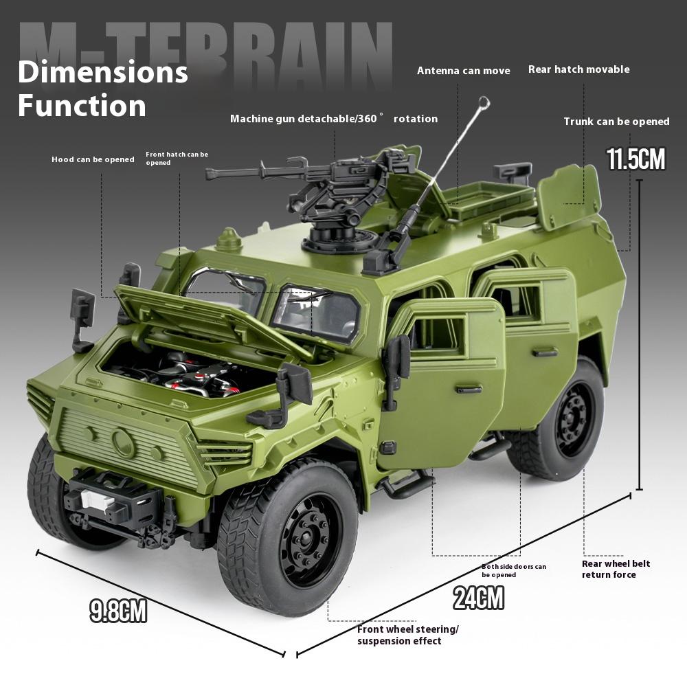 1/18 Dongfeng Mengshi Alloy Car Model, Large Military Collection Ornaments Armored Off-road Vehicle Military Vehicle Toy Gift