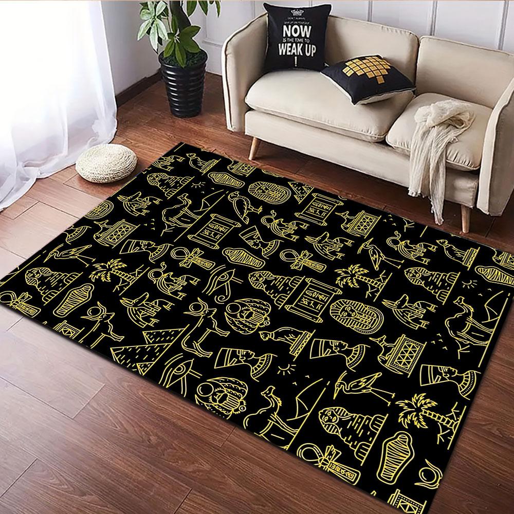 Ancient Egyptian Symbols Pattern Design Patterned carpet, suitable as a non slip play mat for the living room and bedroom sofa