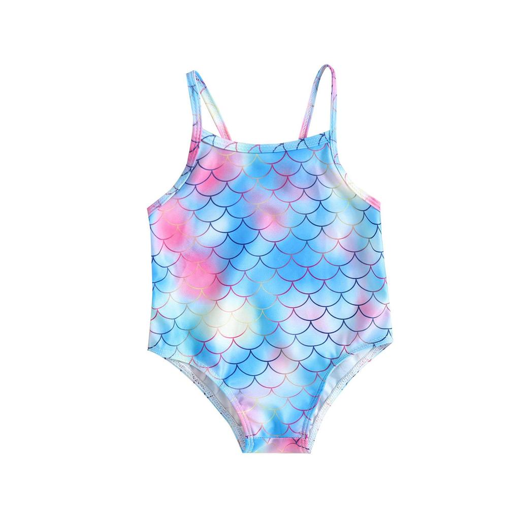 Girls' Mermaid One-Piece Halterneck Swimsuit