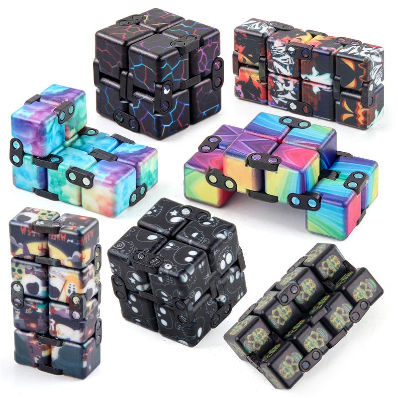 New Strange Decompression Toy Uv Print Camouflage Infinite Rubik'S Cube Halloween Folding Variety Flip Rubik'S Cube Fingertips Rubik'S Cube