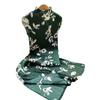 High end temperament standing collar short sleeved printed pleated dress with a slit hem, women's summer new style