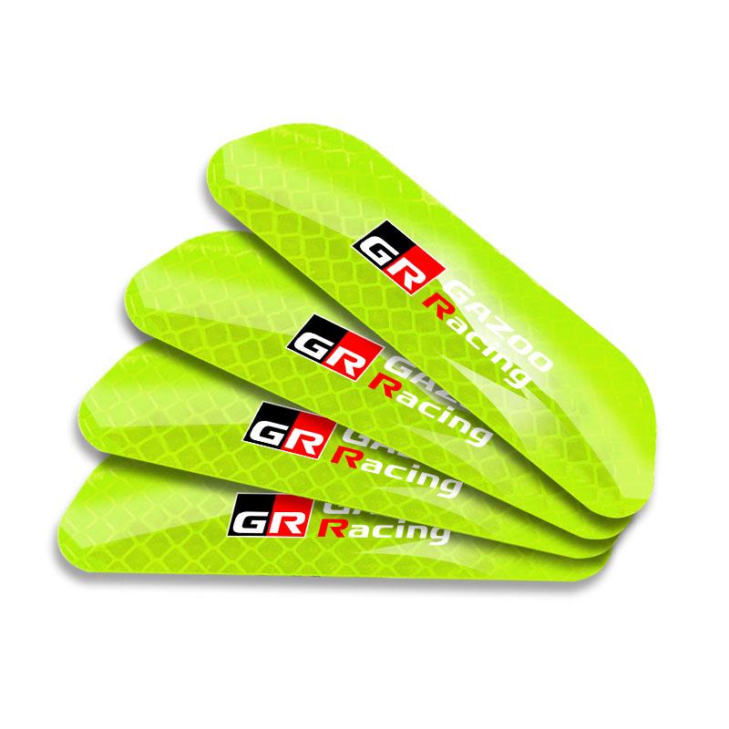 4PCS Car Door Safety Warning Reflective Mark 3D Sticker Car Accessories for Toyota GR Trd Camry Corolla Yaris Chr Auris Avensis T25