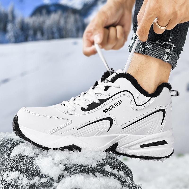 Couple leather sneakers men's and women's velvet running shoes foreign trade casual travel shoes cotton shoes spot