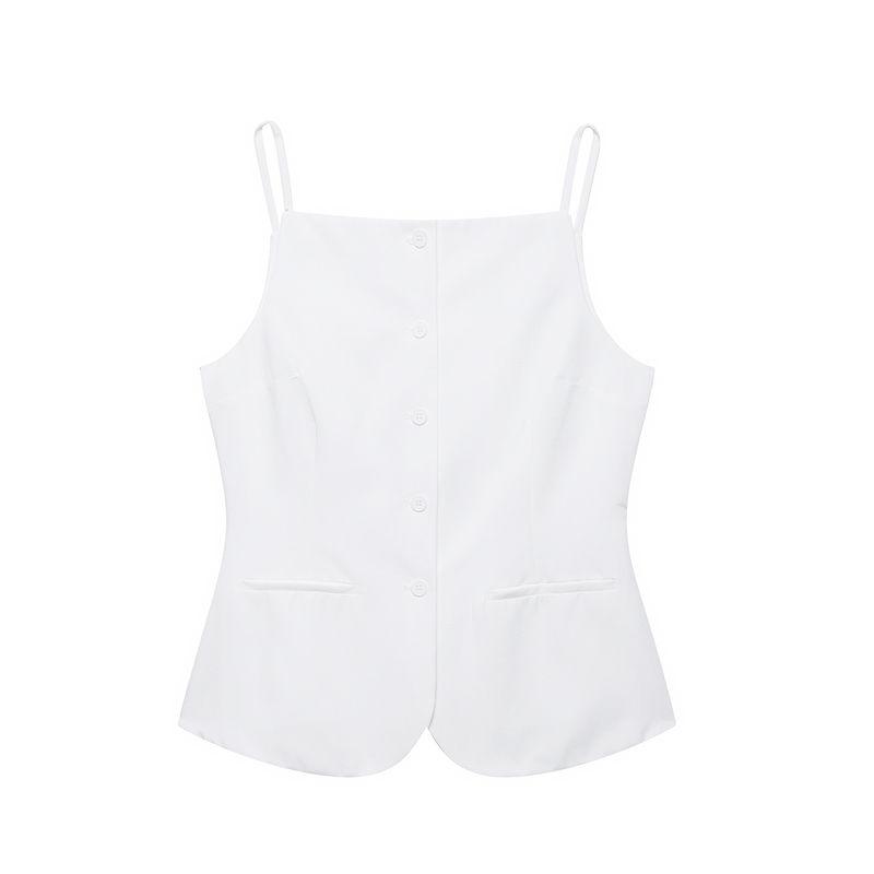 Kaslead New Women clothes Western Style Decorated Row Button Vest Top Shorts 2010884 4661500