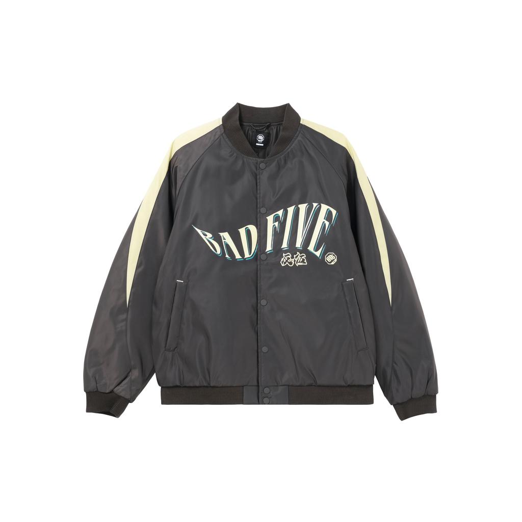 Li Ning Badfive Letter Splicing Single-Breasted Jacket Men Jackets Graphite-Gray AJMU017-4