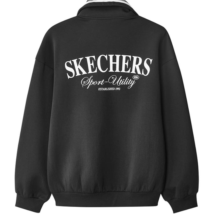 Skechers Life Series Comfortable Full Zip Versatile Long Sleeve Jacket Men Jackets Carbon-Black L324M026-0018