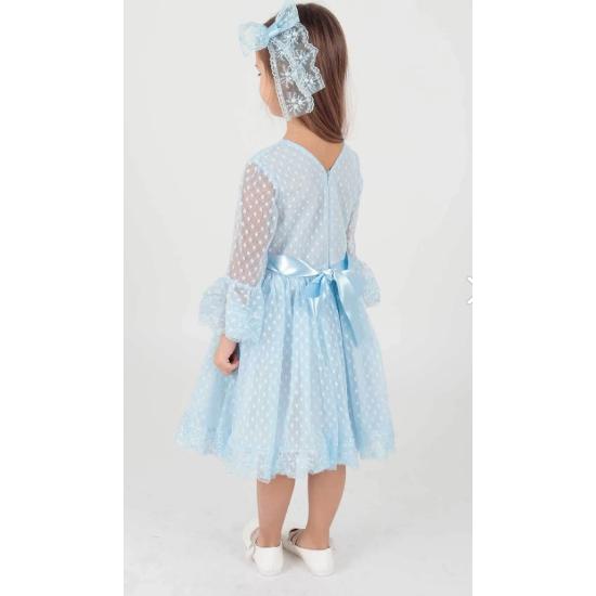 Kids Girls Buckled and Tulle Lace Trend Evening Dress