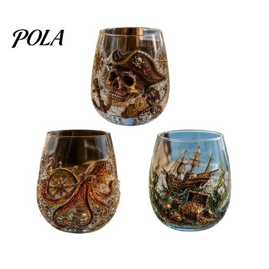 Gifts for Whiskey Lovers Octopus Pirate Glass, Sea Creature Tentacle Engraved Tumbler, Embossed Nautical Maritime Style Gift Father Rocks Glass