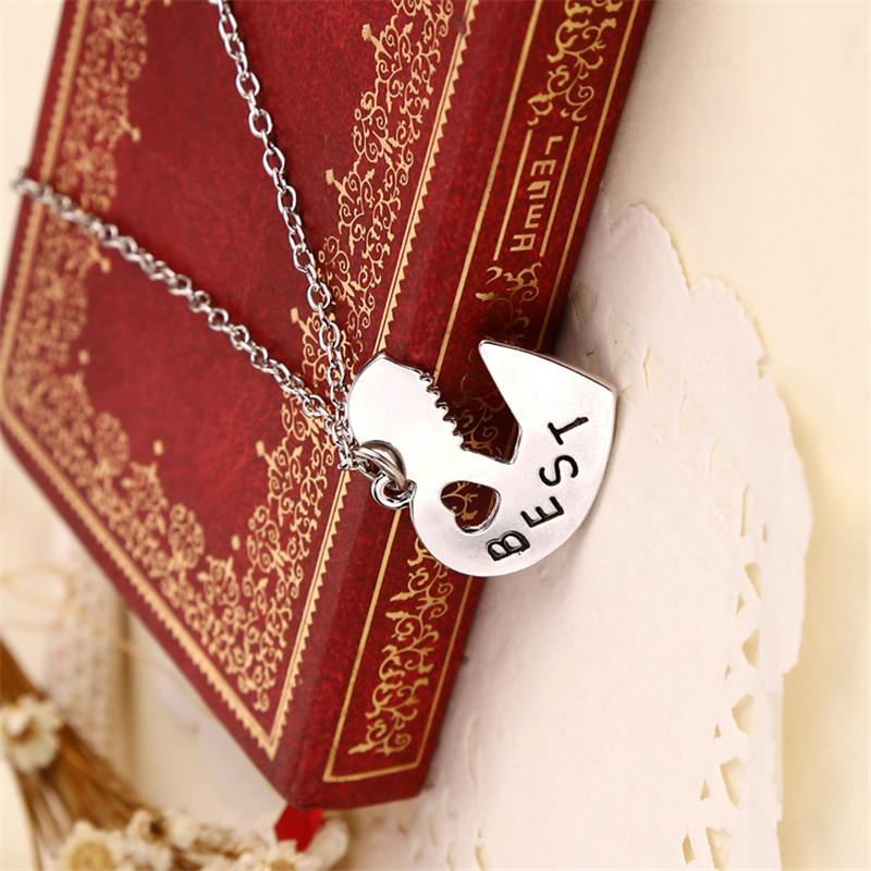 ZRM 2pcs/set Cordate Jewelry Best Friends Forever Necklace Key Heart Shaped Lock Pendants Couple Necklace Gift For Friends