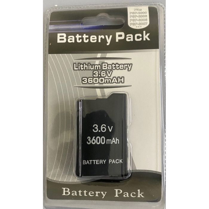 Batterie Lithium - NO NAME - Compatible PSP 1000 - 3,6V - 3600 mAh - Noir